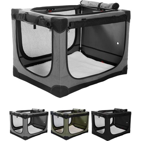 Faltbare Hundebox für mittlere Hunde, Transportbox Auto, Grau 60x42x42cm