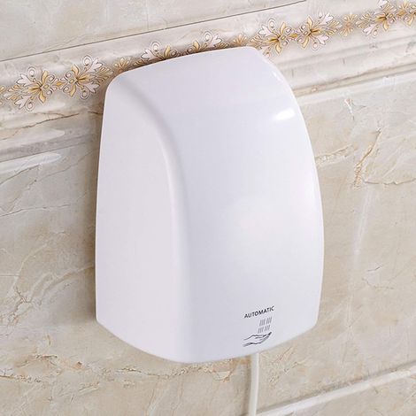 Sèche-mains de toilette électrique Sèche-mains automatique sans contact commercial Sèche-mains mural à faible bruit pour salle de bain/toilette/ménage ABS 1 pc