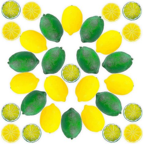 Zitronen-Limetten-Set, Obst-Zitronen, künstliche Zitronenscheiben, Blöcke, Simulation von Zitronenscheiben für Zuhause (1/5)