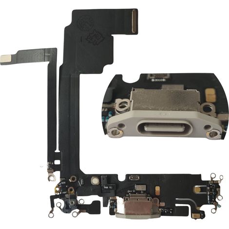 Conector de carga USB original ORG para iPhone 15 Pro Max (blanco) (1/4)
