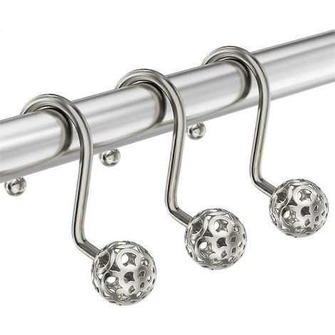 12 Duschvorhanghaken, dekorative Duschvorhanghaken aus Metall