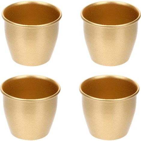 Ensemble de 4 mini pots de fleurs en métal avec décoration dorée pour plantes grasses