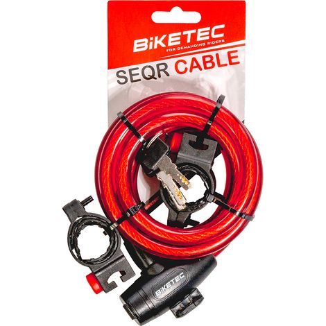 CÂBLE ANTIVOL BIKETEC SEQR : CÂBLE DE 12 MM, 1,8 M AVEC CADENAS, 3 CLÉS,