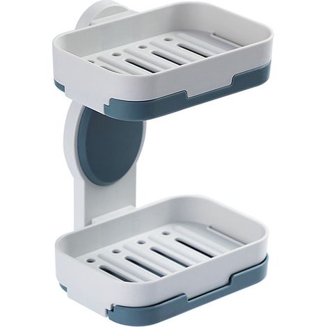 1 Porte-savon, double couche rotative, sans perçage, pour salle de bain (1/5)