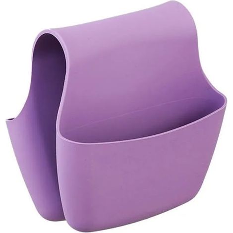 Porte-éponge suspendu en silicone, design auto-drainant, sac antidérapant pour évier de cuisine, noir (violet). - purple - purple (1/5)