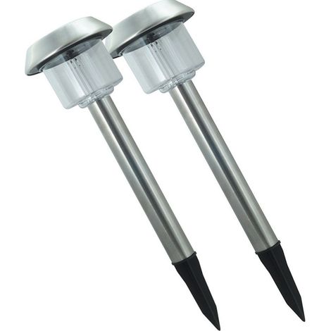 TrAdE Shop Traesio - Coppia Faretto Faro Led Giardino Led Picchetto Pannello Energia Solare - (1/3)