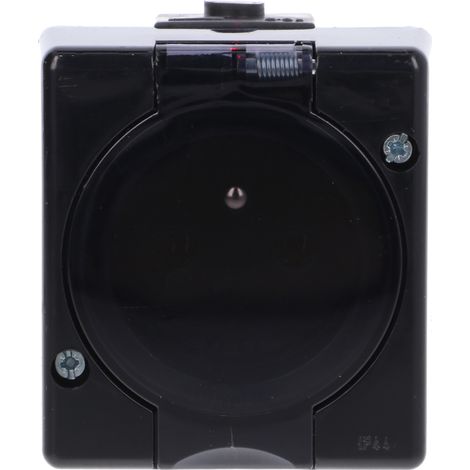 Prise simple senior avec mise à la terre 2P+Z (clapet anti-fumée) noire 12GHS-1d