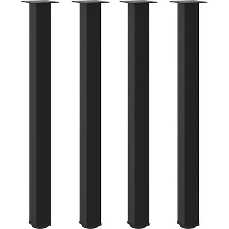 Lot de 4 pieds de table de bar modernes ajustables 110-112 cm en acier thermolaqué noir