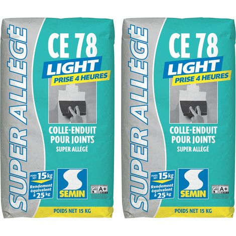 Enduit pour Joint Allégé Semin - CE 78 Light - 4 heures - Intérieur - Poudre - Sac de 15 kg (lot de 2) (1/4)