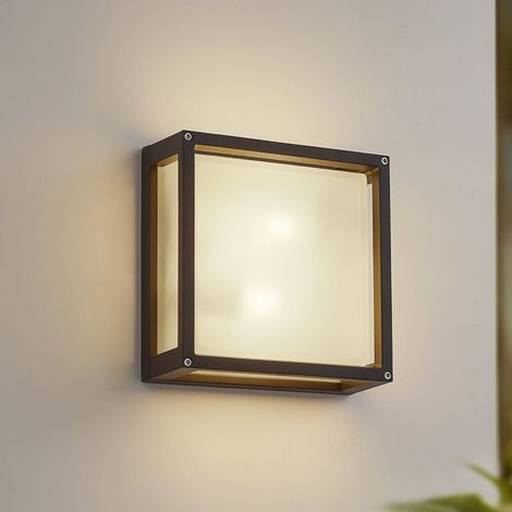 [NEUWERTIG] B-Ware Lucande Außenwandlampe Aurelien anthrazit 25x25 cm mit Sensor IP54 (1/2)