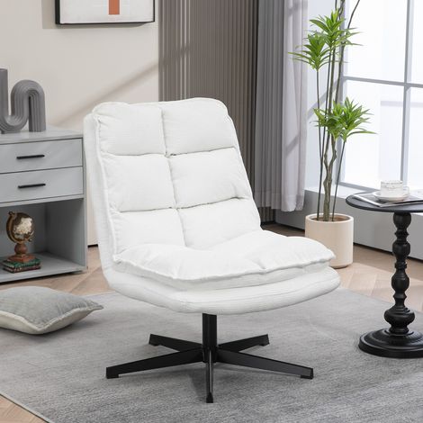 MEUBLES COSY Chaise longue chaise de Loisirs Pliable sans Accoudoirs en Tissu Blanc avec Assise en Mousse et Dossier Repliable, Base en Acier, Pivotant à 360 (1/5)