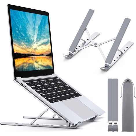 Laptopständer, 5-fach verstellbar, belüfteter Aluminiumkühler, kompatibel mit MacBook, anderen Laptops, Tablets und Monitoren. (1/4)