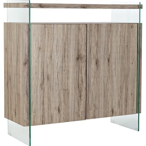 Aparador Cristal Templado Mdf 120X44X120 Natural (1/5)