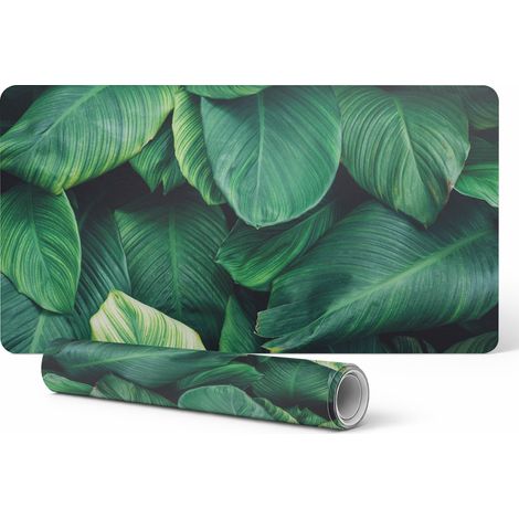 Alfombrilla protectora de vinilo para empresas y oficinas, dise帽o de hojas tropicales, 100x50 cm.