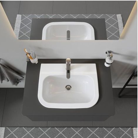 Duravit D-Code Einbauwaschtisch, mit Hahnloch und Überlauf, 545 × (1/5)