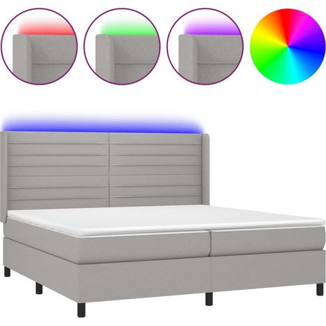 Maison Exclusive - Boxspringbett mit Matratze & LED Hellgrau 200x