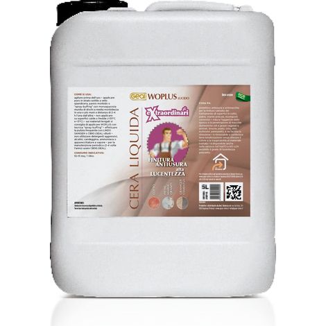 GEAL WOPLUS LUCIDO. Cera liquida antiusura, protettiva e antimacchia. Finitura lucida. 5 Litri