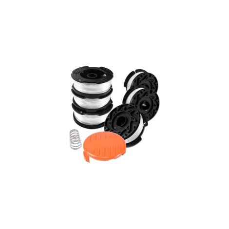 Bobine Fil Coupe Bordure pour Black et Decker Coupe-Bordures, 6 Bobine de Fil Debroussailleuse avec 2Couvercle de Bobine et 2 Ressort