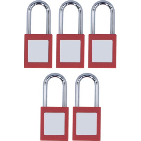 Lot de 5 cadenas de consignation/déconsignation en nylon chromé Loto Safe avec étiquette inscriptible pour usage industriel, 38 mm (1/5)