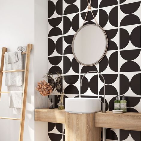 Crédence adhésive salle de bain - Motif géométrique - 60x60 cm - Adhésif MAT (1/4)