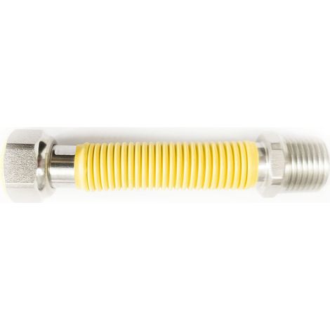 MBM – Tuyau flexible gaz inox 10 pcs 1/2' 100/160 mm – Raccord mâle AISI 303 – Norme UNI 11353 – Protection ignifuge composite