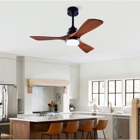 Ventilatore da soffitto con luce 42", motore DC, 6 velocità, nero/noce scuro OKMYHOME (1/5)