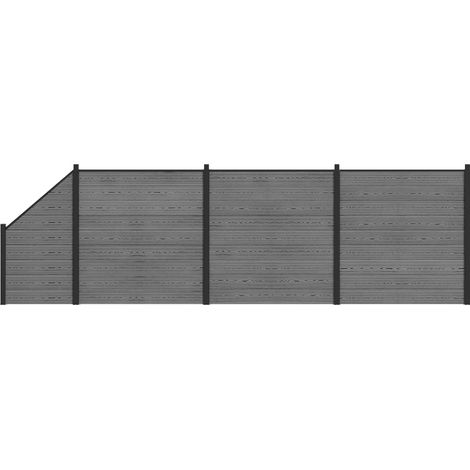 zaunset 619 x 186 cm WPC und Aluminium Grau vidaXL