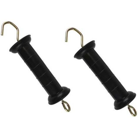 Lot de 2 poignées de portail de clôture électriques sûres avec ressort - Fournitures de jardin stables (noir) (1/5)
