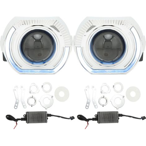 3-Zoll-Bi-LED-Projektorlinse mit Angel-Eyes-Blenden, 12-V-Scheinwerferprojektorlinsen für H1, H4, H7, HB3, HB4, D1, weiße Angel Eyes (1/3)