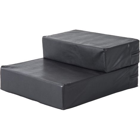 Scala pieghevole per cani e gatti, 2 gradini, 20 cm, nera, per letto, divano, auto, cani di piccola taglia (1/4)