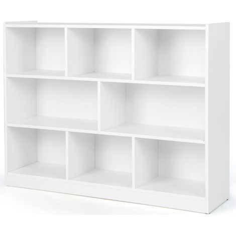 Libreria per bambini con 8 scomparti 122 x 32 x 93 cm con pratico spazio di archiviazione stile moderno legno MDF bianco 200010671