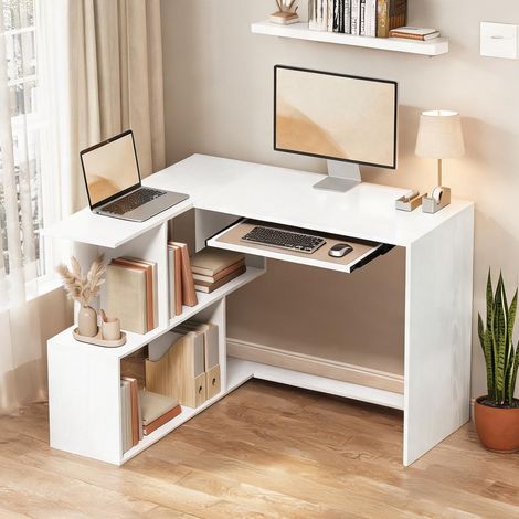 Bureau coloris blanc en panneau de particules 120 x 100 x 76 cm (1/5)