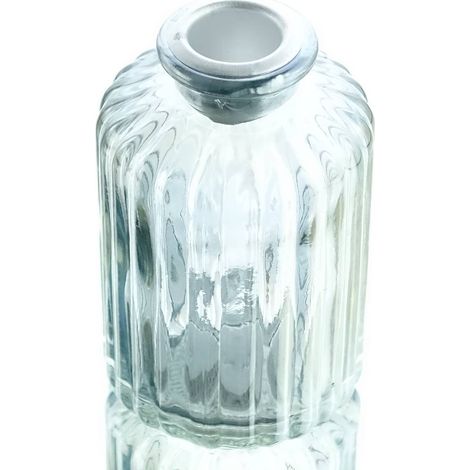 Stabkerzenhalter Grau mit Rippenrelief 9,7 cm - Glas