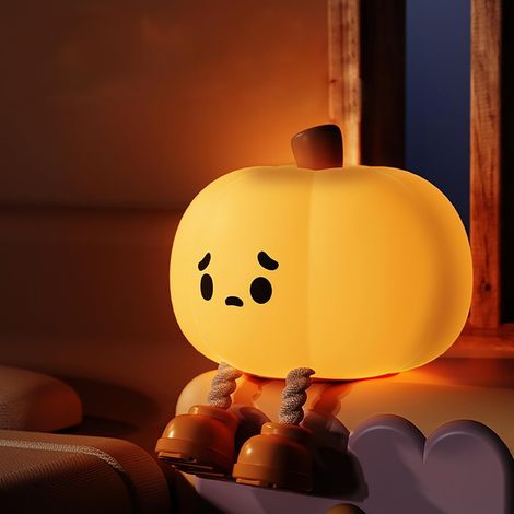 Lámpara nocturna de calabaza de Halloween – Silicona, táctil, recargable, decoración para la habitación del bebé, regalo para baby shower (1/4)