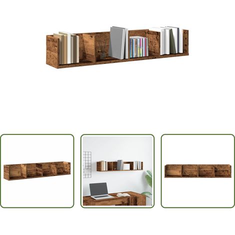 Étagère CD - Étagère murale à CD vieux bois 100x18x18 cm bois d'ingénierie (1/5)
