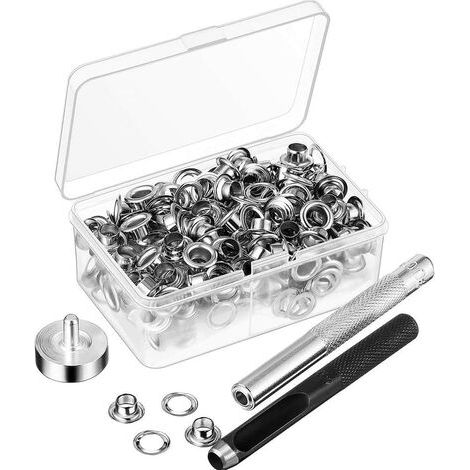 senstanze, sen, 100 Sets sen plus 3 St��ck Montagewerkzeug-Set ideal f��r DIY-Projekte Schuhe Kleiderbeutel Canvas (silber) (1/5)