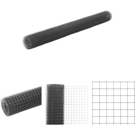 The Living Store Drahtzaun Stahl mit PVC-Beschichtung 25x1,5 m Grau - Zaunfelder (1/4)