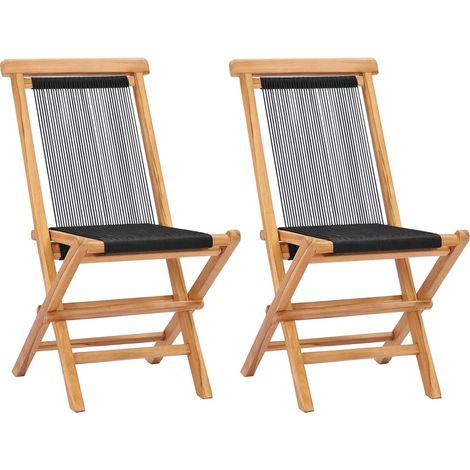 Klappbare Gartenstühle 2 Stk. Massivholz Teak und Seil