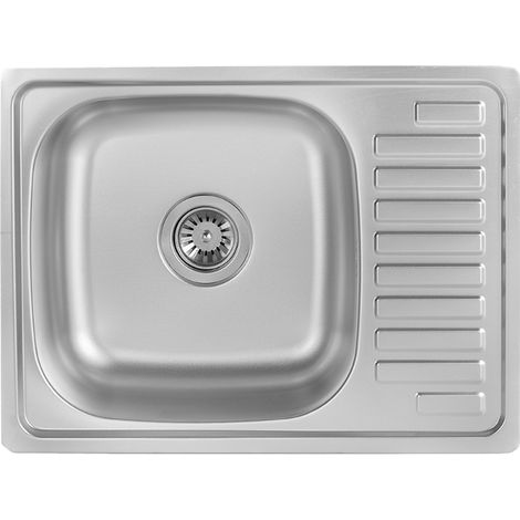 Lavello in acciaio inox Junak a una vasca per biancheria, per mobiletto, con gocciolatoio, modello 50. (1/5)