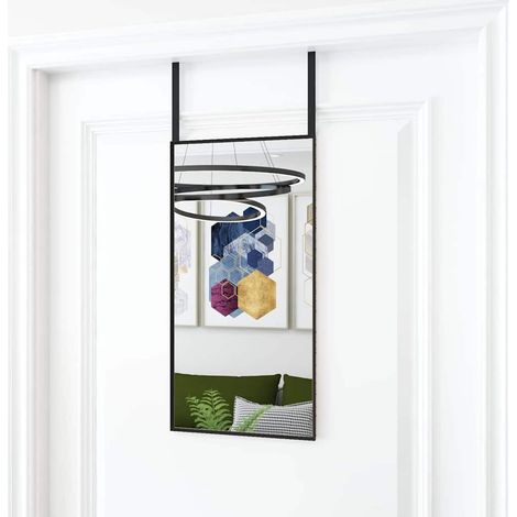 vidaXL Espejo de puerta cristal y aluminio negro 30x60 cm (1/4)
