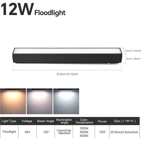 (Éclairage d'exposition 12 W) Spot LED sur rail magnétique à montage en surface, luminaire décoratif moderne pour salon.