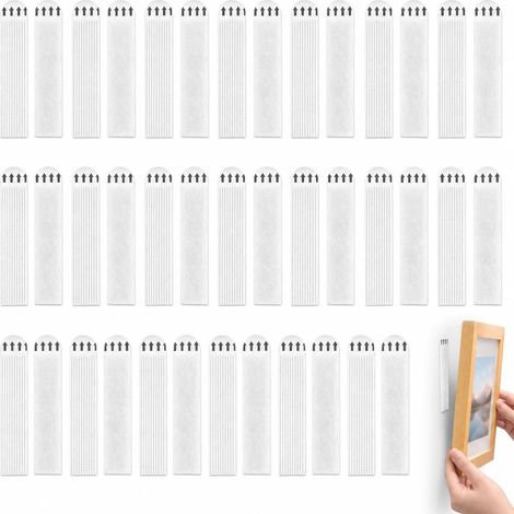 20 Paires Bandes Adhésives pour Accrocher Tableau sans Percer, 40 Bandes 19 x 92 mm, Forte Adhérence sans Clou, pour Cadres, Déco Murale, Surfaces Lisses (1/5)