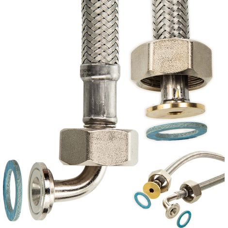 tecuro Edelstahl-Zulaufschlauch 1,00 m x 3/4 Zoll DN 13 - für Wasch- und Spülmaschinen - DVGW (1/4)