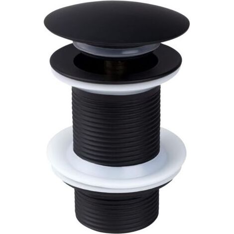 Bonde de lavabo noire sans trop-plein, bonde de lavabo universelle noire à clapet, bouchon de vidange sans trop-plein, bonde à clapet automatique pour évier de comptoir (1/5)