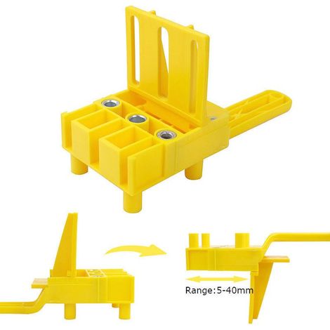 Localisateur de forage de connexion de planche en bois localisateur de trou droit jaune ensemble de 8 pièces (1/3)
