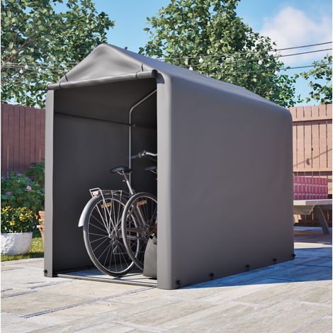 Garaje para bicicletas 187 x 100 x 160 cm acero galvanizado gris oscuro con lona PE impermeable (1/5)