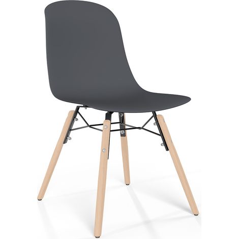 Dining chair with natural wood legs – Modern style and functionality - Broly Grey