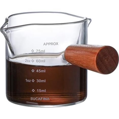 Tasse à café en verre pour expresso Ounce Tasse à mesurer en verre liquide avec graduations Outil de mesure pour la nourriture et la pâtisserie Fournitures de cuisine (avec poignée) (1/5)