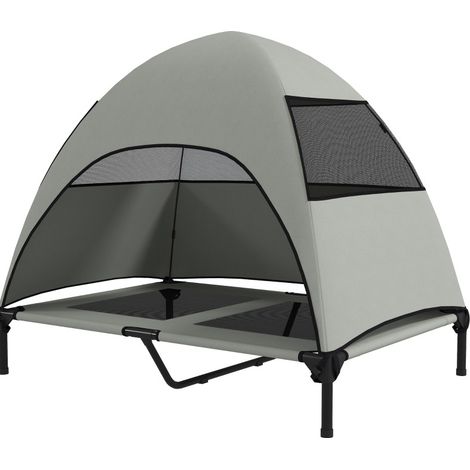 Erhöhtes Hundebett für draußen mit Dach 106 x 76 x 99 cm hellgrau MODENUIT (1/4)