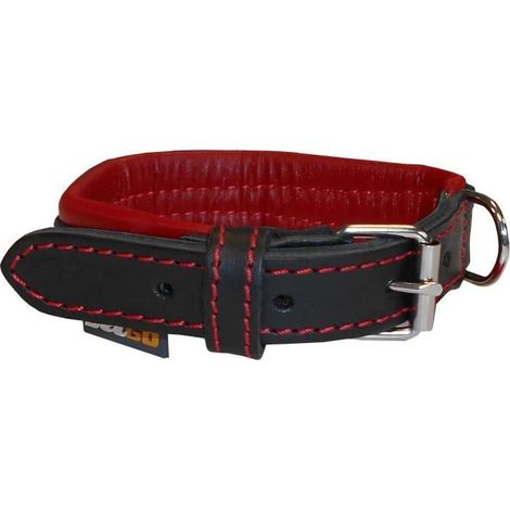 YAGO Collier en Cuir Noir et Rouge Souple et Réglable pour petit chien, taille S 27-35 cm (1/5)